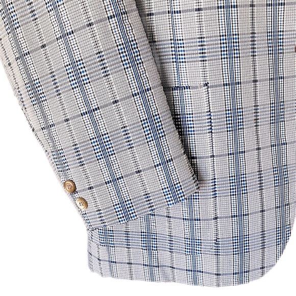 VINTAGE 70s blue plaid Sports Coat Blazer Suit jacket - Picture 8 of 15